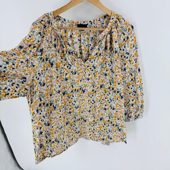 JNY Jones New York Plus Floral Blouse Peasant Top 3/4 Sleeve Multicolor Size 2X - Picture 6 of 7